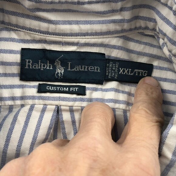 Polo Ralph Lauren Men's Shirt XXL Custom Fit Long Sleeve Pinstriped Button Down - Picture 10 of 14